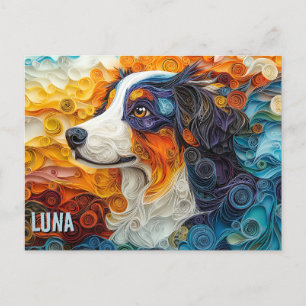 Cartão Postal Retrato de Cachorro de Papel Collie de Borda
