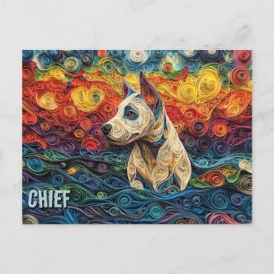 Cartão Postal Retrato de cachorro em arte de quilling de papel d