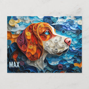 Cartão Postal Retrato de Cachorro em Arte de Quilling de Papel d