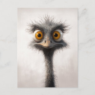 Cartão Postal Retrato De Cartoon De Ostrich De Olho Largo