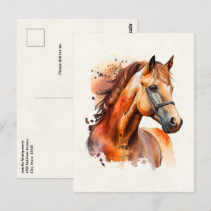 Cartão Postal Retrato de Cavalo Sorrel Bonito