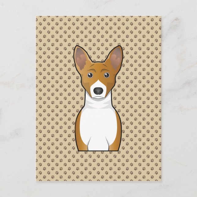 Cartão Postal Retrato de desenho animado de Basenji (Frente)