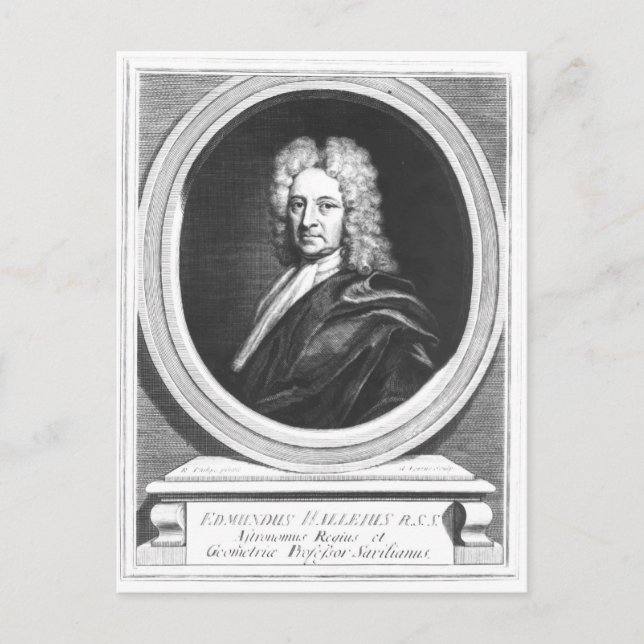Cartão Postal Retrato de Edmond Halley (Frente)