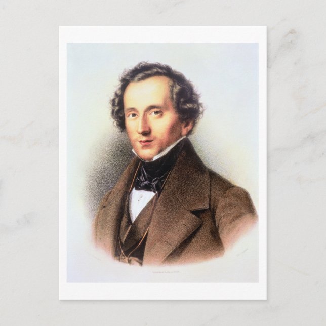 Cartão Postal Retrato de Felix Mendelssohn (1809-47) (lito) (Frente)