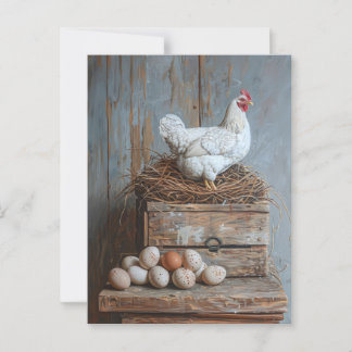 Cartão Postal Retrato de frango com ovos