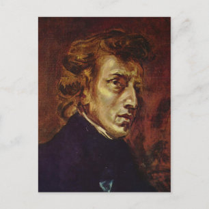 Cartão Postal Retrato de Frederic Chopin por Eugene Delacroix
