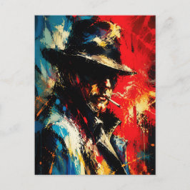 Cartão Postal Retrato de Gângster Abstrato Pintura Estilo Vintag