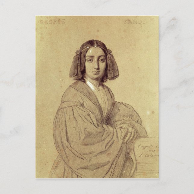 Cartão Postal Retrato de George Sand 1837 (Frente)