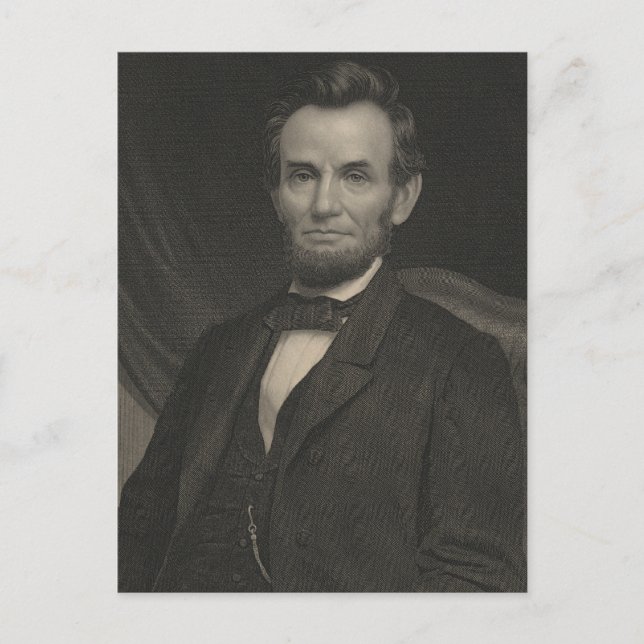 Cartão Postal Retrato de Gravura de Abraham Lincoln (Frente)