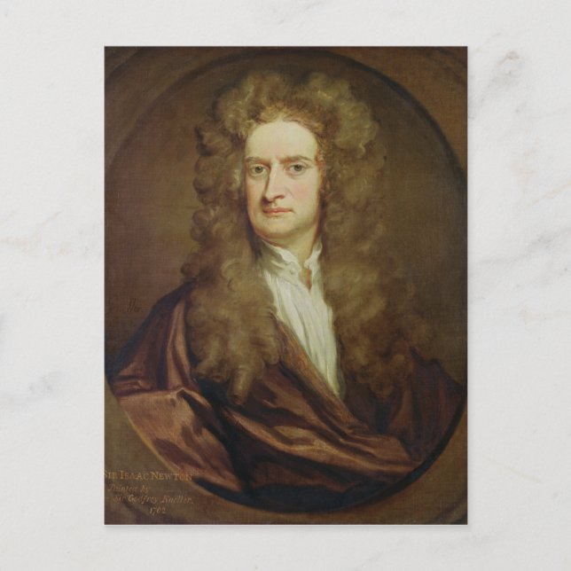 Cartão Postal Retrato de Isaac Newton 1702 (Frente)