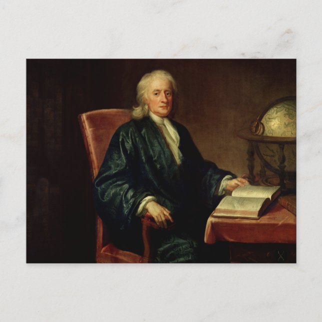 Cartão Postal Retrato de Isaac Newton, c.1726 (Frente)