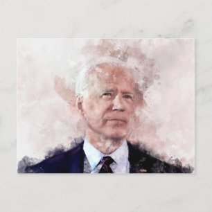 Cartão Postal Retrato de Joe Biden em aquarela