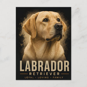 Cartão Postal Retrato de Labrador Retriever Leal e Amoroso Cão d
