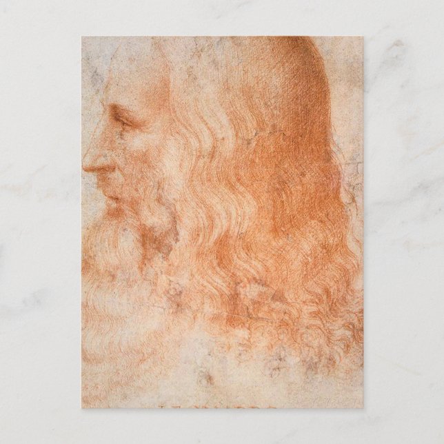 Cartão Postal Retrato de Leonardo da Vinci (Frente)