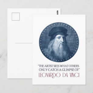 Cartão Postal Retrato de Leonardo da Vinci com Citação