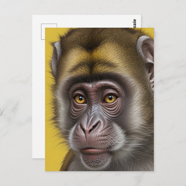 Cartão Postal Retrato de macaco engraçado (Frente/Verso)