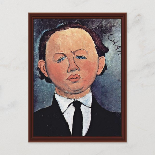 Cartão Postal Retrato de Mecânico por Modigliani Amedeo (Frente)