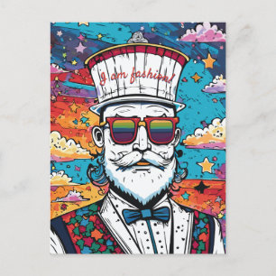 Cartão Postal Retrato de Moda Homem com Manteiga