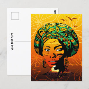 Cartão Postal Retrato de Mulher Africana com Sunset