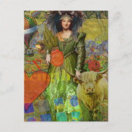 Cartão Postal Retrato de Mulher Clássica Touro Vintage Arte Góti