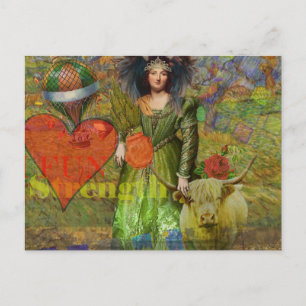 Cartão Postal Retrato de mulher clássica vintage Touro Arte góti