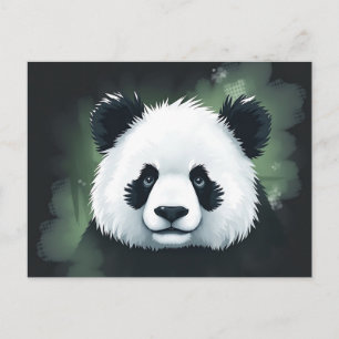 Cartão Postal Retrato de Panda numa Atmosfera Serena e Nebulosa