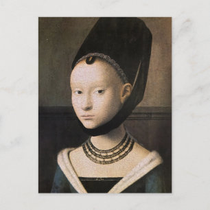 Cartão Postal Retrato de Petrus Christus de uma jovem mulher