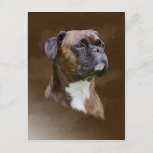 Cartão Postal Retrato de pintura a óleo de cachorro boxer