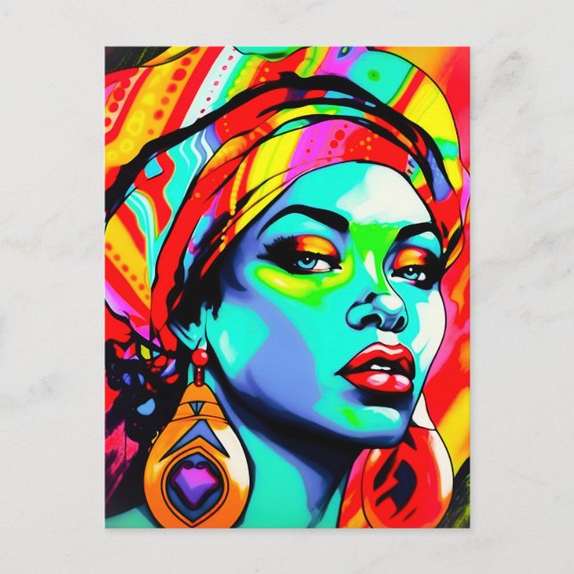 Cartão Postal Retrato de pop Art (Frente)