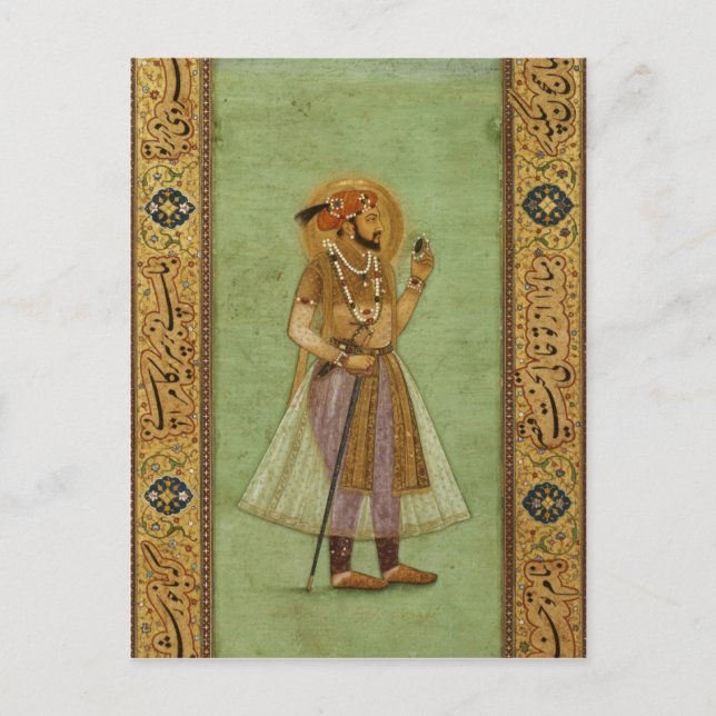 Cartão Postal Retrato de Shah Jahan, 1631, Mughal (Frente)