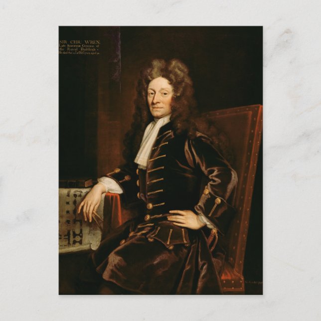 Cartão Postal Retrato de Sir Christopher Wren 1711 (Frente)