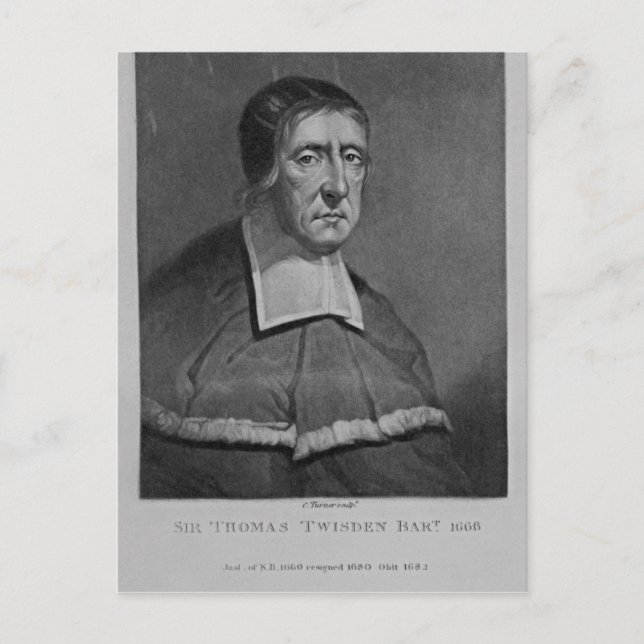 Cartão Postal Retrato de Sir Thomas Twisden (Frente)