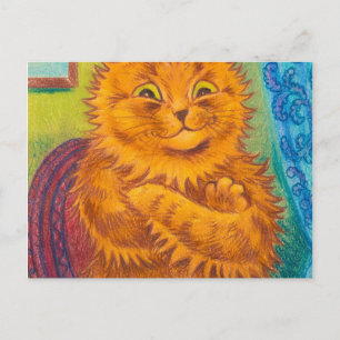 Cartão Postal Retrato de um Gato Laranja Literário de Louis Wain