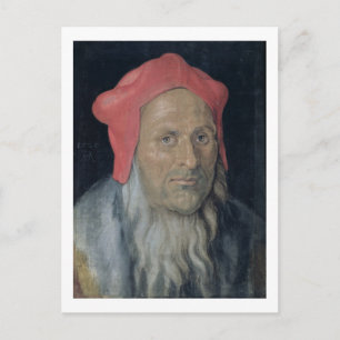 Cartão Postal Retrato de um homem barbudo em um chapéu vermelho,