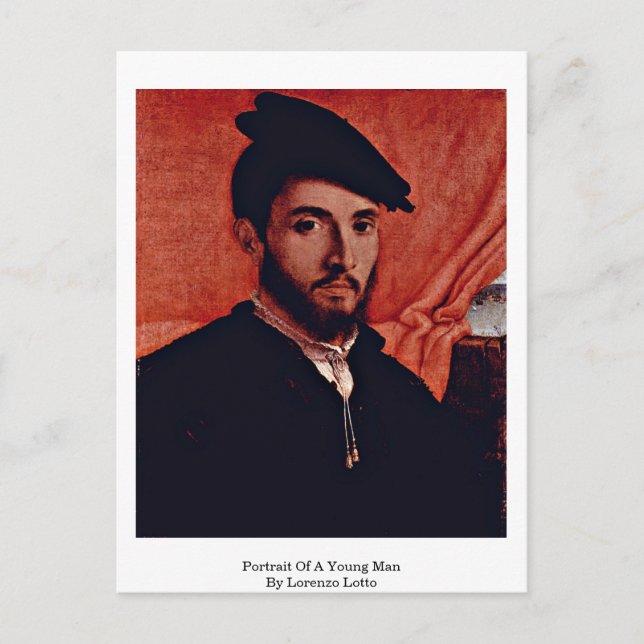 Cartão Postal Retrato de um jovem por Lorenzo Lotto (Frente)