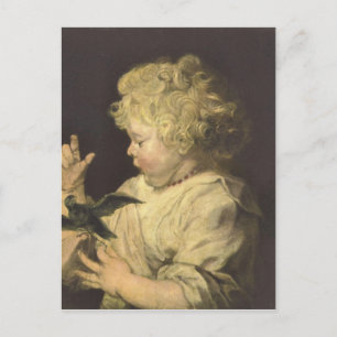 Cartão Postal Retrato de uma criança com ave por Antoon van Dyck