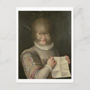Cartão Postal Retrato de uma garota coberta de cabelo