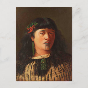 Cartão Postal 'Retrato de uma jovem mulher Maori com Moko'
