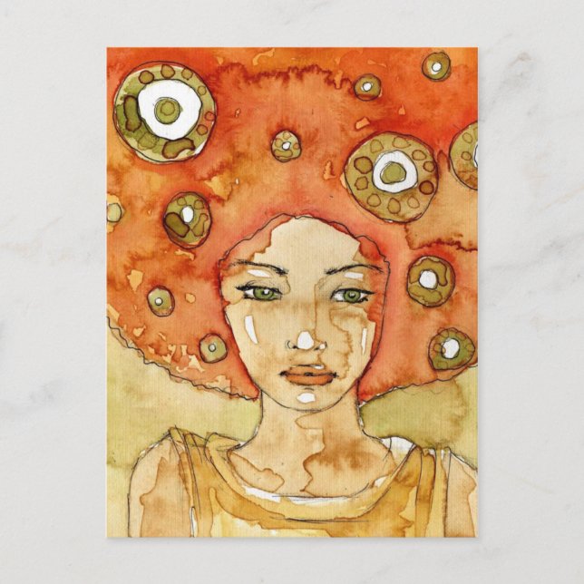 Cartão Postal Retrato de uma linda garota (Frente)