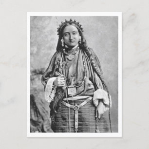 Cartão Postal Retrato de uma mulher tibetana Vintage, 1880