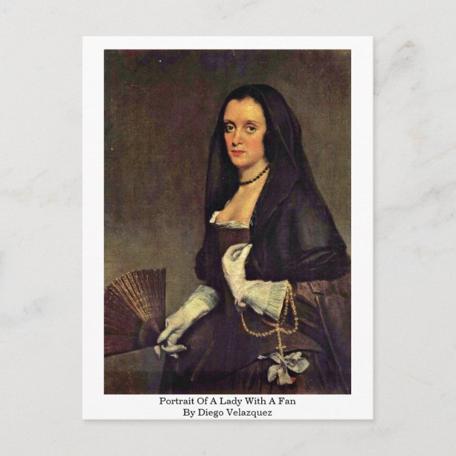 Cartão Postal Retrato De Uma Senhora Com Ventilador Por Diego Ve (Frente)