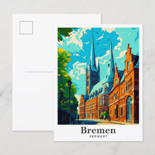 Cartão Postal Retrato de Viagem Antiga Bremen Alemanha 