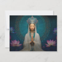 Retrato Digital em Vidro Pintado da Deusa Quan Yin