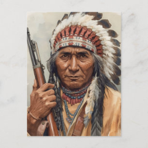 Cartão Postal Retrato do Chefe Indígena Geronimo Guerreiro