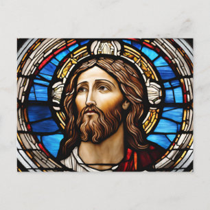 Cartão Postal Retrato do Cristo Jesus de Vidro Estreito