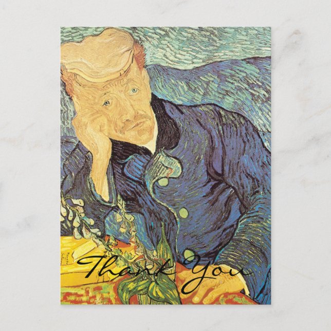 Cartão Postal Retrato do Doutor Gachet por Van Gogh, Obrigado (Frente)