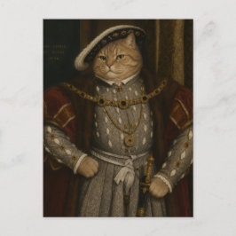 Cartão Postal Retrato do Gato Tudor Rei – Henrique VIII Gato Ren