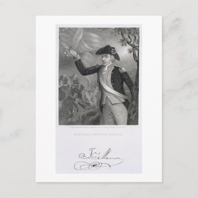 Cartão Postal Retrato do General Francis Marion na Batalha de (Frente)
