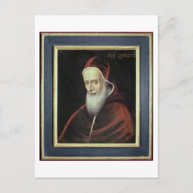 Cartão Postal Retrato do Papa Pio V (1504-72) (óleo na canvas) (Frente)