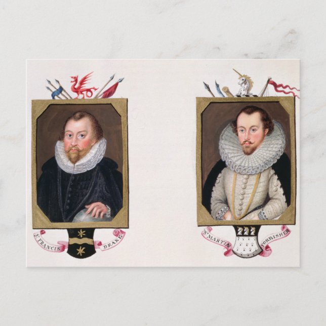 Cartão Postal Retrato duplo de Sir Francis Drake (c.1540-96) a (Frente)